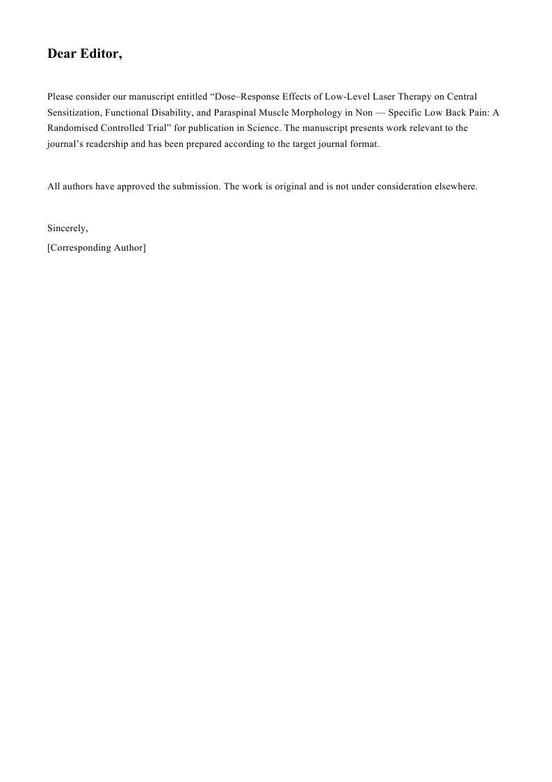 Editorial cover letter